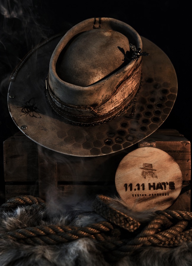 Hat still life on wood