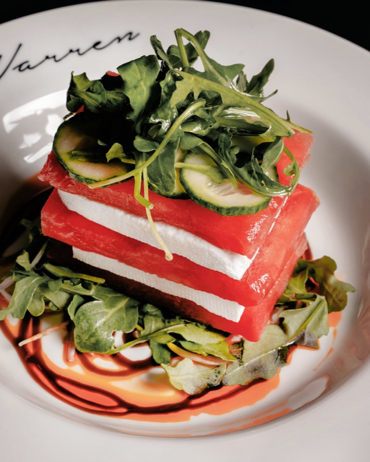 Layered plate with greens